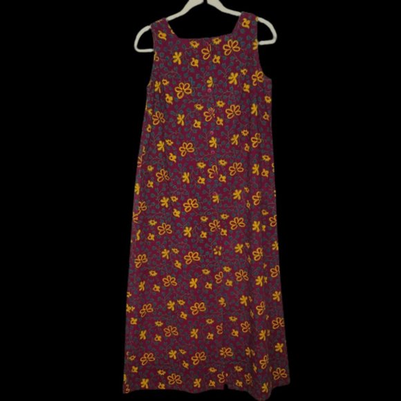 Vtg J. Peterman Company Hand Painted Floral Shift Dress - Picture 2 of 16